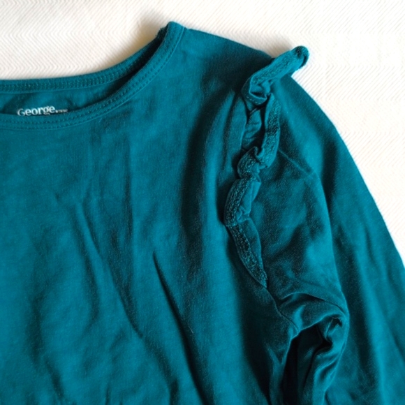 george 2-pack cotton ruffle long sleeve shirt bundle 5T toddler girls - Picture 5 of 8